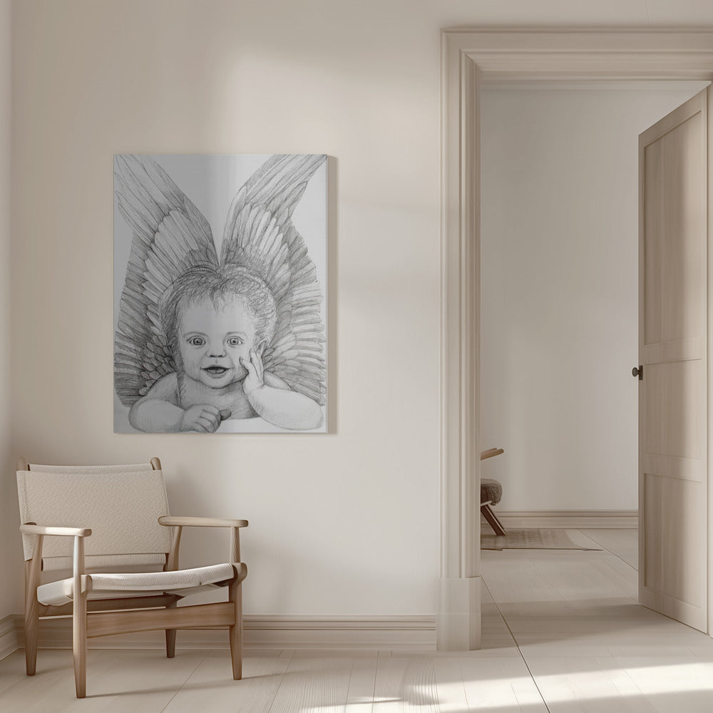 canvas prints Cherubic Baby Angel16X20inches- White Frame