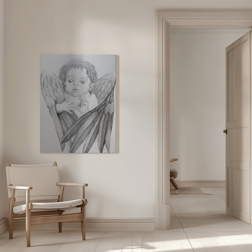 canvas prints Surprised Little Cherub16X20inches- White Frame