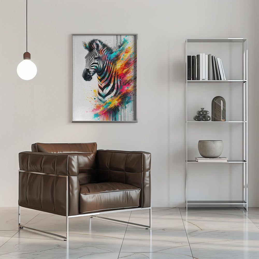 Artwork Colorful Zebra16X20inches- Black Frame