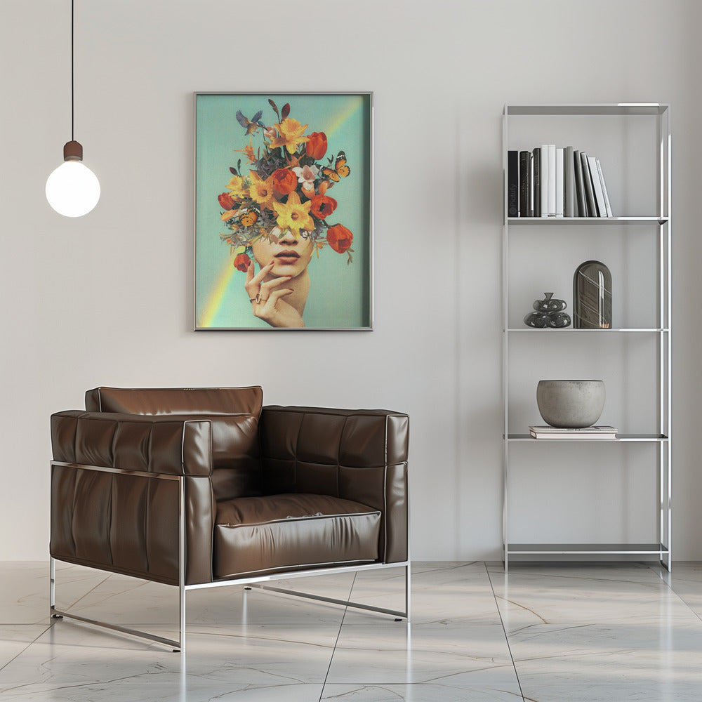 Wall art Baby's in bloom - Rainbow, flowers, birds & butterflies