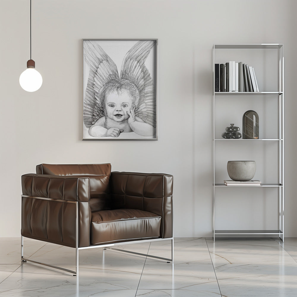 canvas prints Cherubic Baby Angel16X20inches- Black Frame