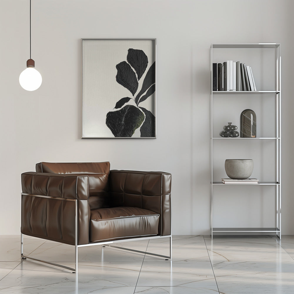 Artwork- Floral Abstract 8-36X48inches-In Black Floating Frame