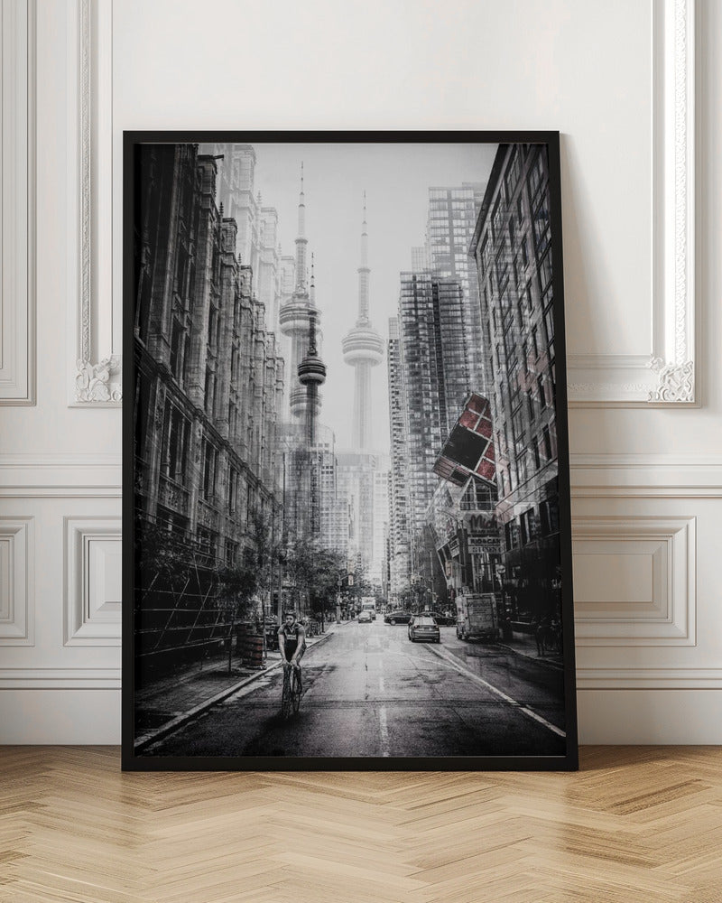 on the streets of Toronto Wall Artwork In Black Floating Frame