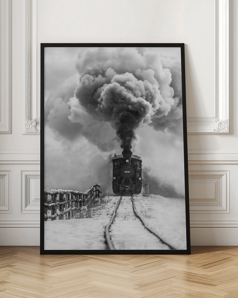Artwork- Old train-24X36inches-In White Floating Frame