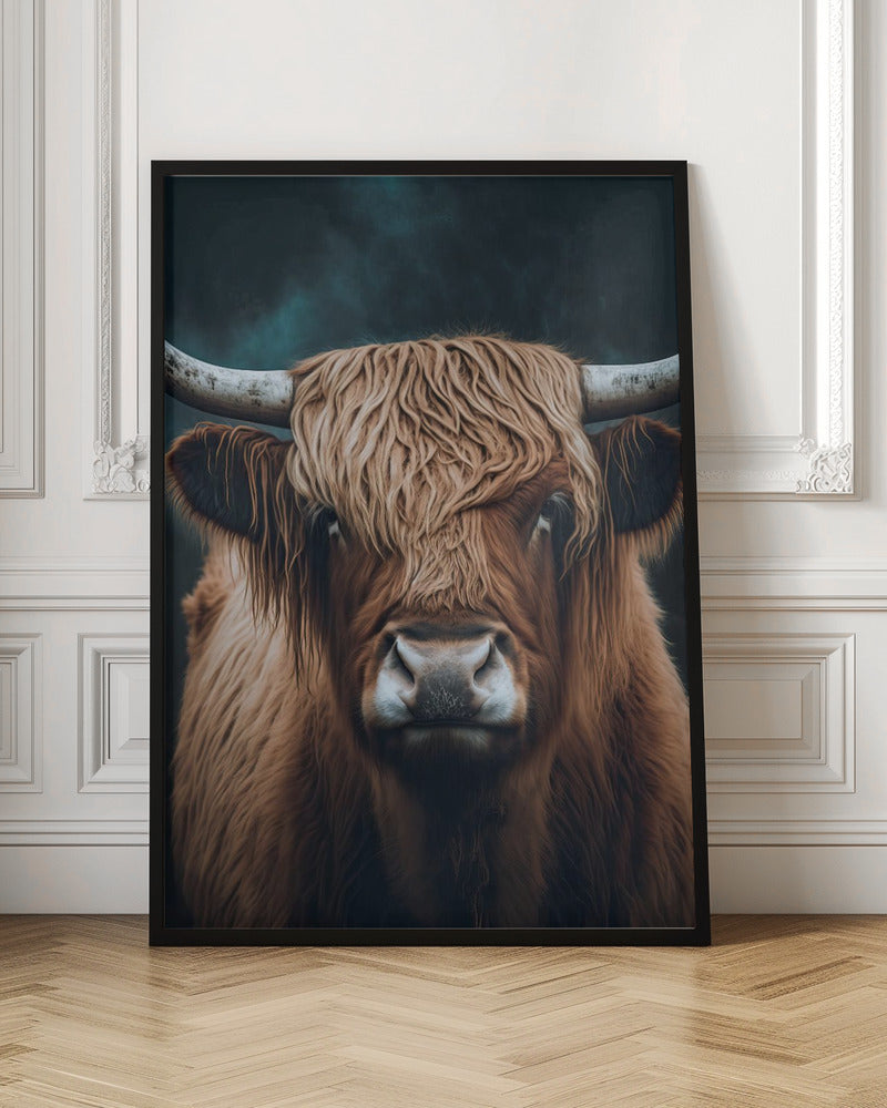 Highland Cow Wall Artwork In White Floating Frame