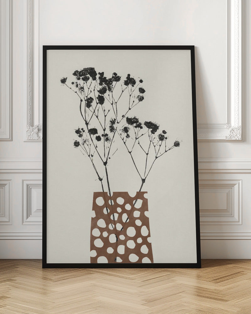 Artwork- Gypsophila In a Brown Vase-24X36inches-Gallery Wrapped (Ready to Hang)