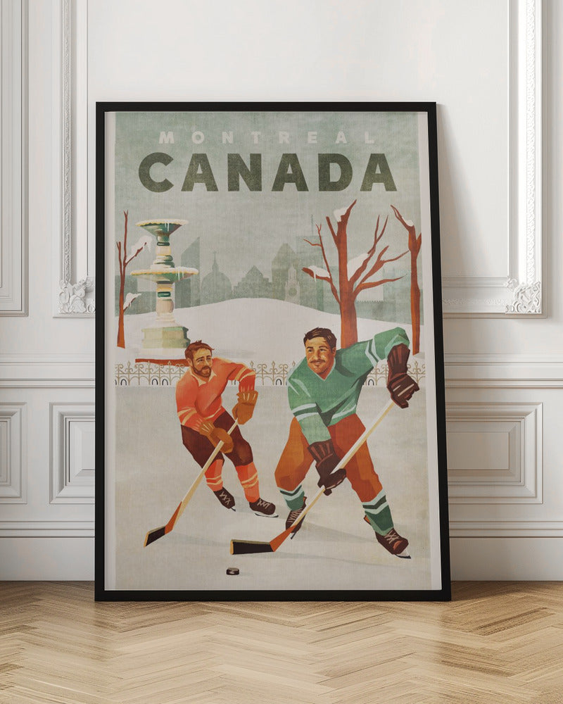 Montreal Canada Pond Hockey Guys Wall Artwork In Black Floating Frame