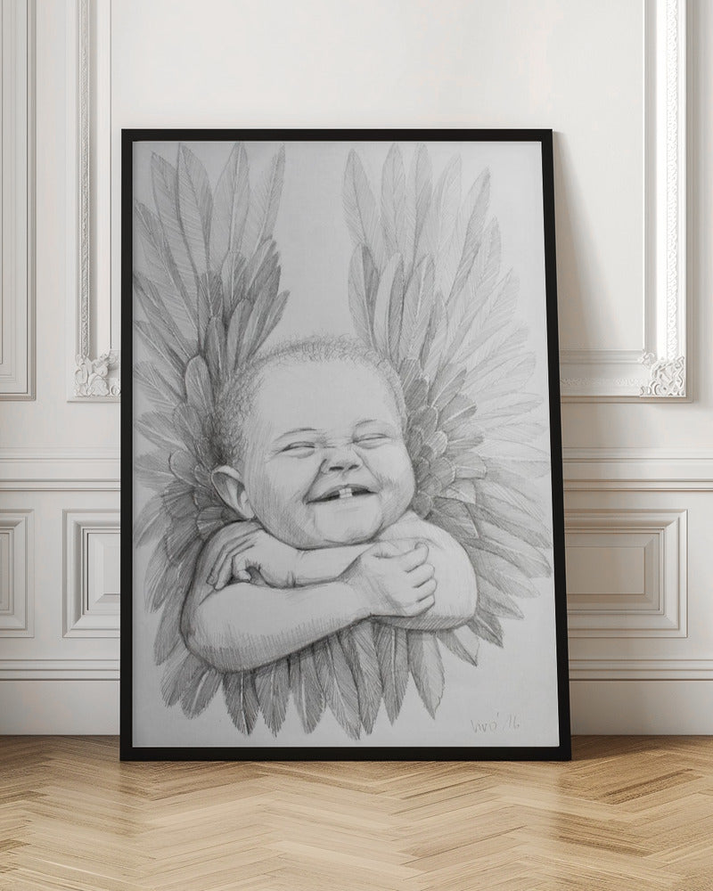 canvas prints Joyful Baby With Angelic Wings36X48inches- Unframed