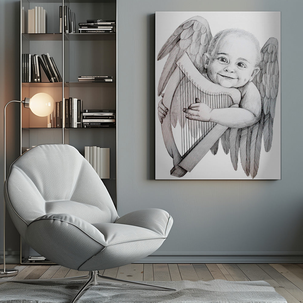 canvas prints Joyfully Playing A Harpinches-