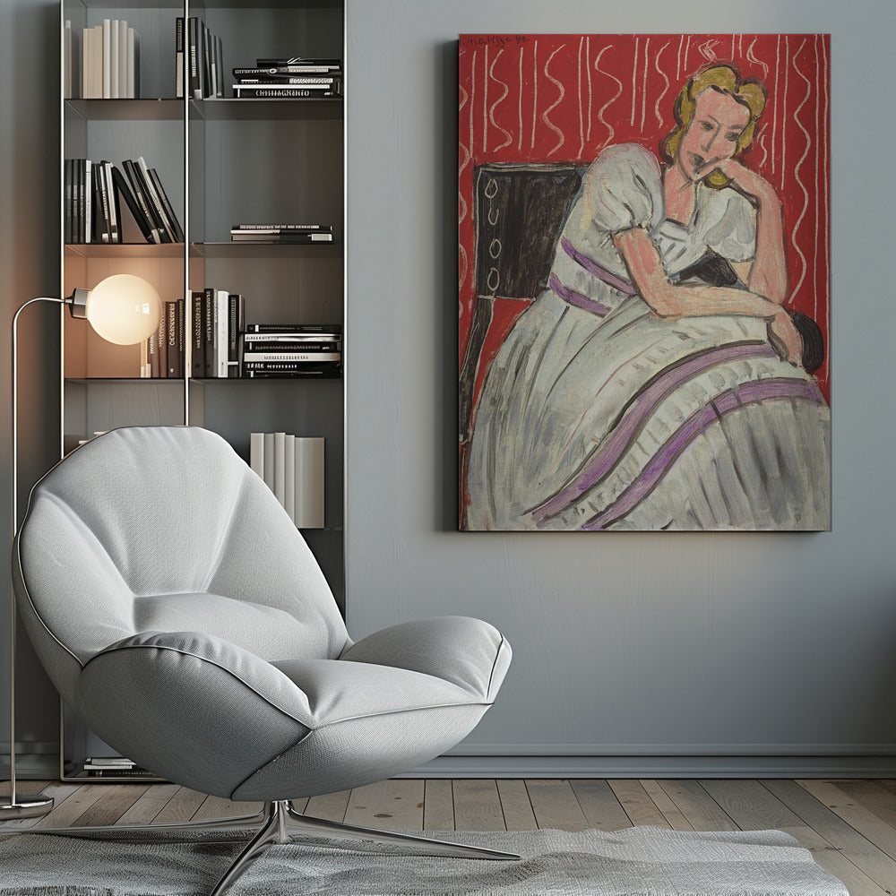 Artwork  Jeune Femme Assise En Robe Grise 36X48-inches