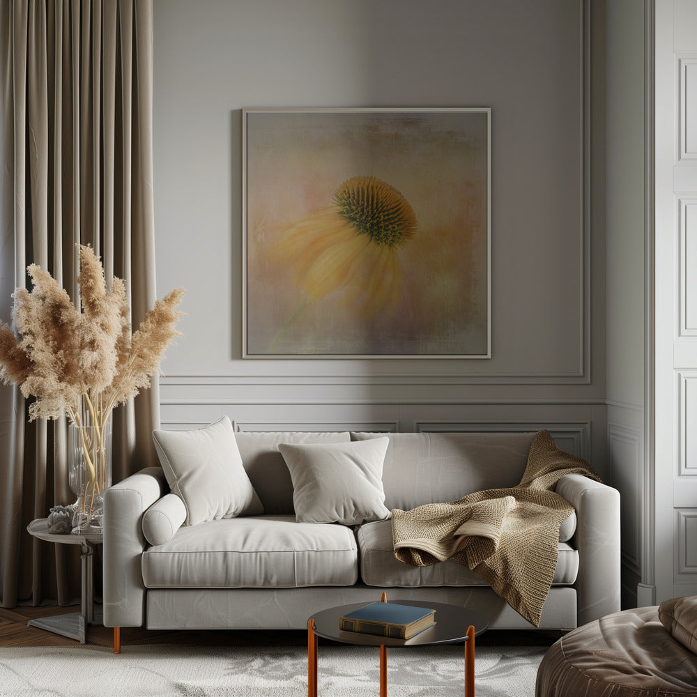 Echinacea in Yellow Wall Artwork 0