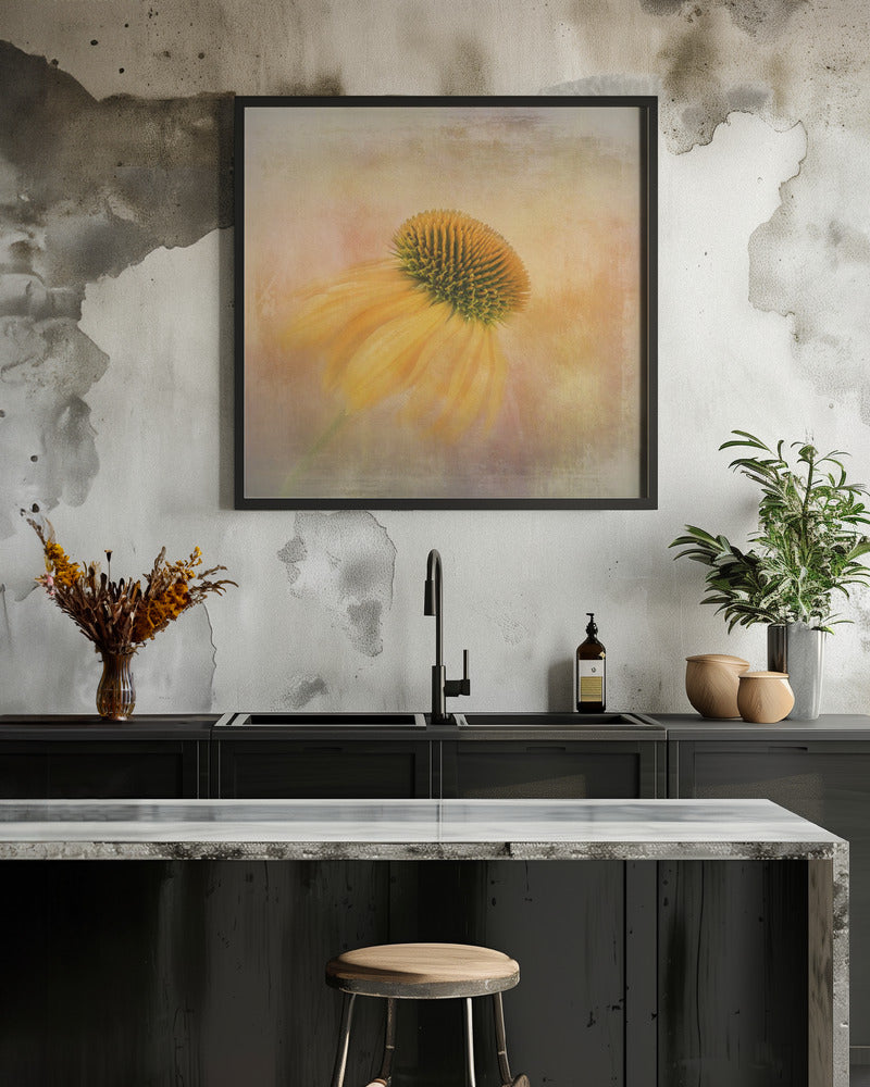 Echinacea in Yellow Wall Artwork 0