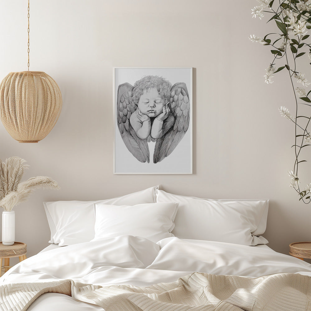 canvas prints Sleeping Cherub With Curly Hairinches-