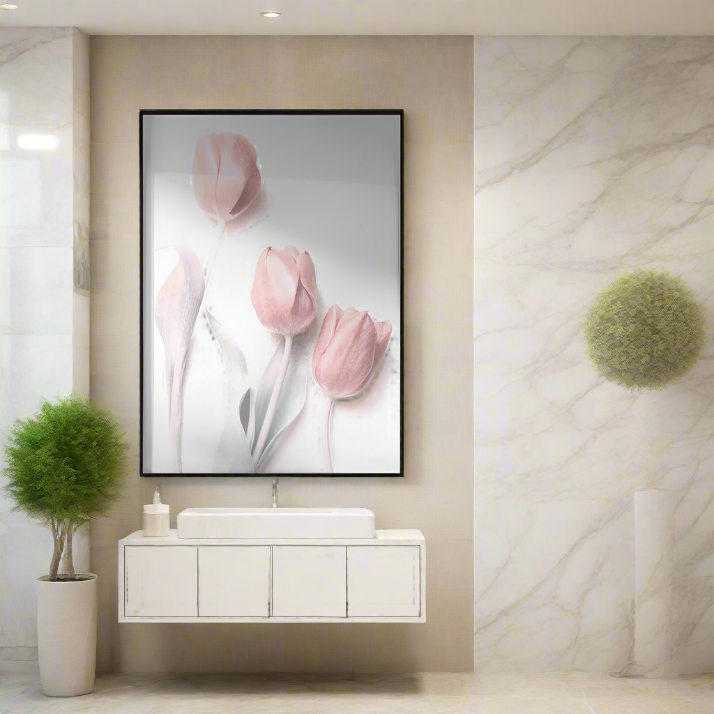 Sweet Pink Flower Wall Artwork In Black Floating Frame