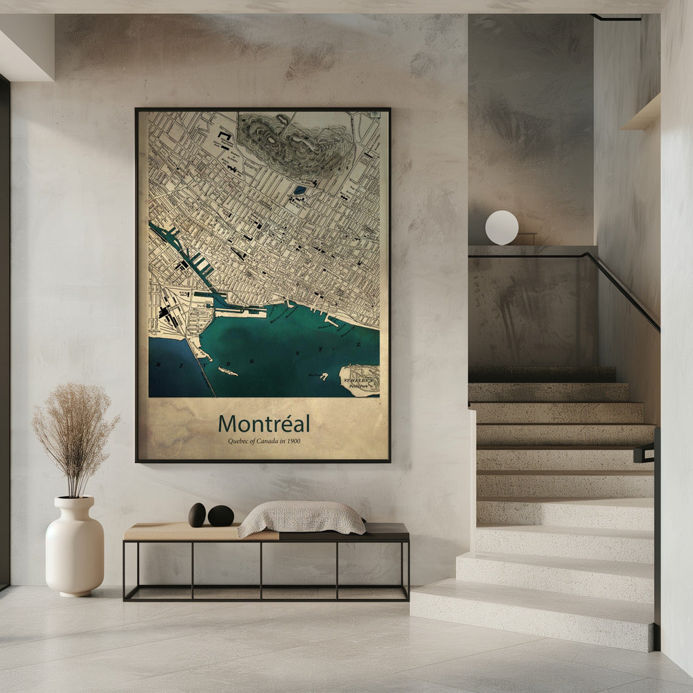 Wall art Montreal map-16X20inches-Gallery Wrapped (Ready to Hang)