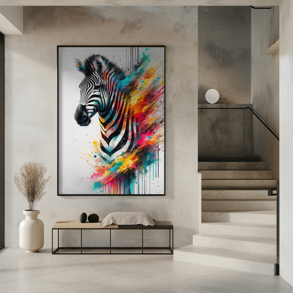 Artwork Colorful Zebra16X20inches- Unframed