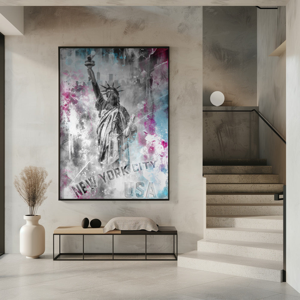 Artwork POP ART Statue of Liberty - Splashes16X20inches- Unframed