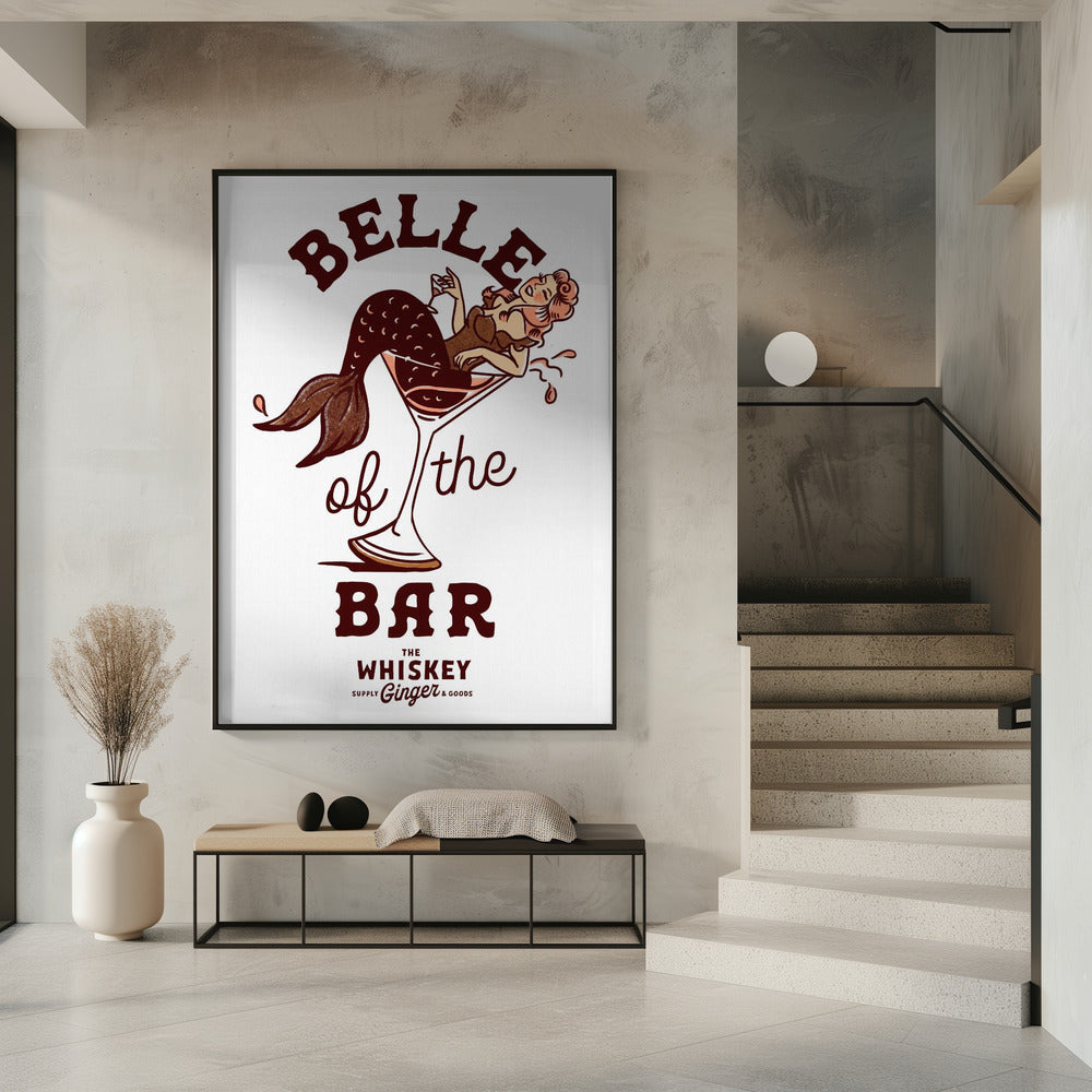 canvas prints Belle Of The Bar Mermaid Pin Up Art16X20inches- Unframed