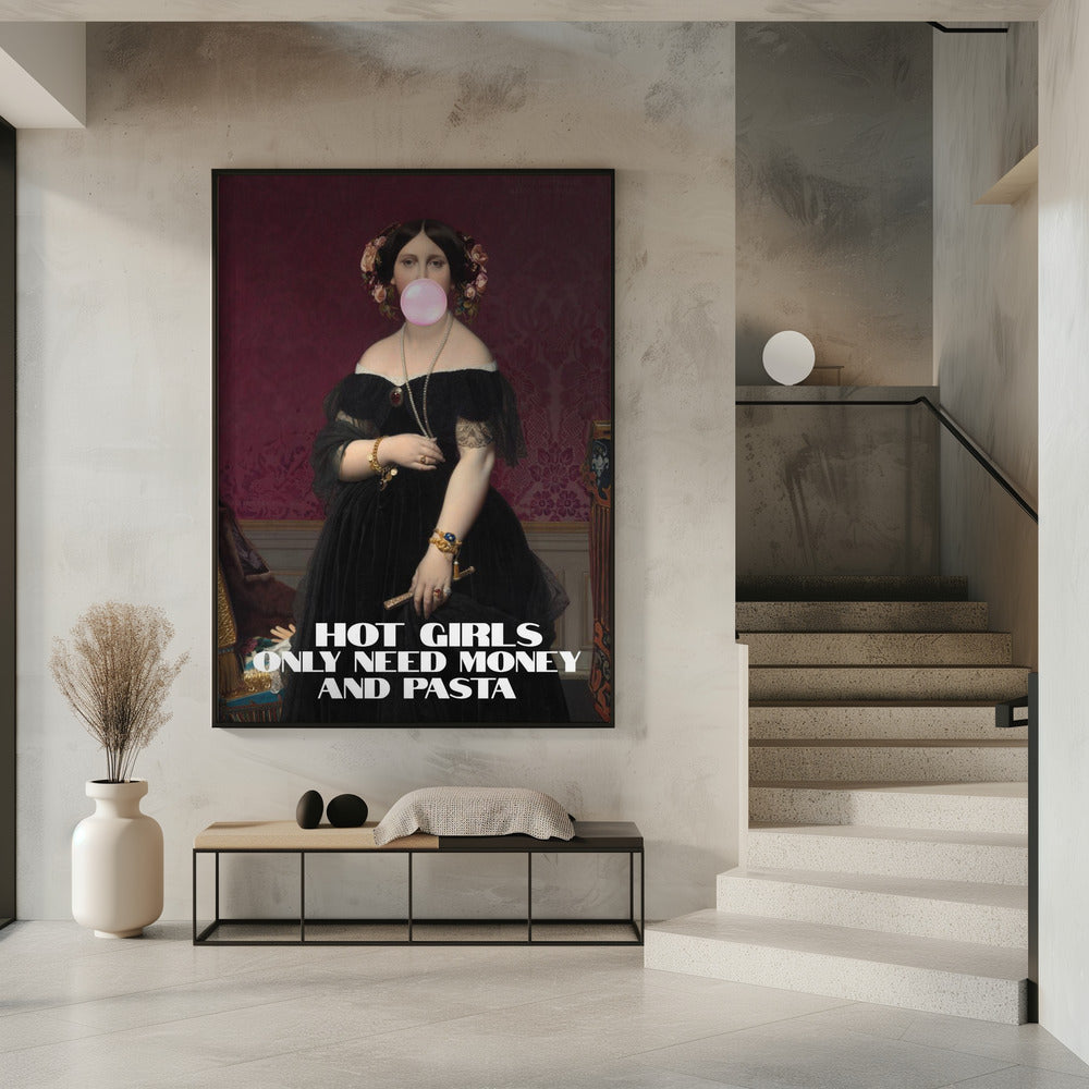 canvas prints Hot Girls Only Need Money and Pasta16X20inches- Unframed