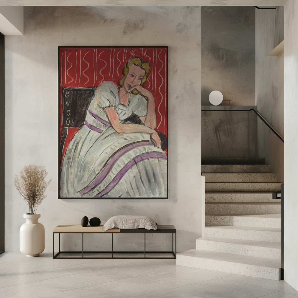 Artwork  Jeune Femme Assise En Robe Grise -inches