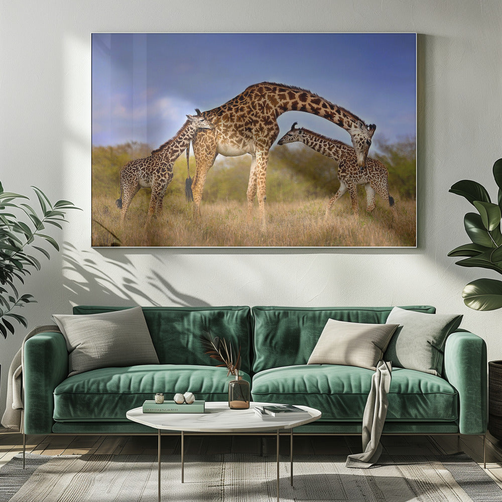 Artwork Giraffe with cubs20X16inches- Unframed