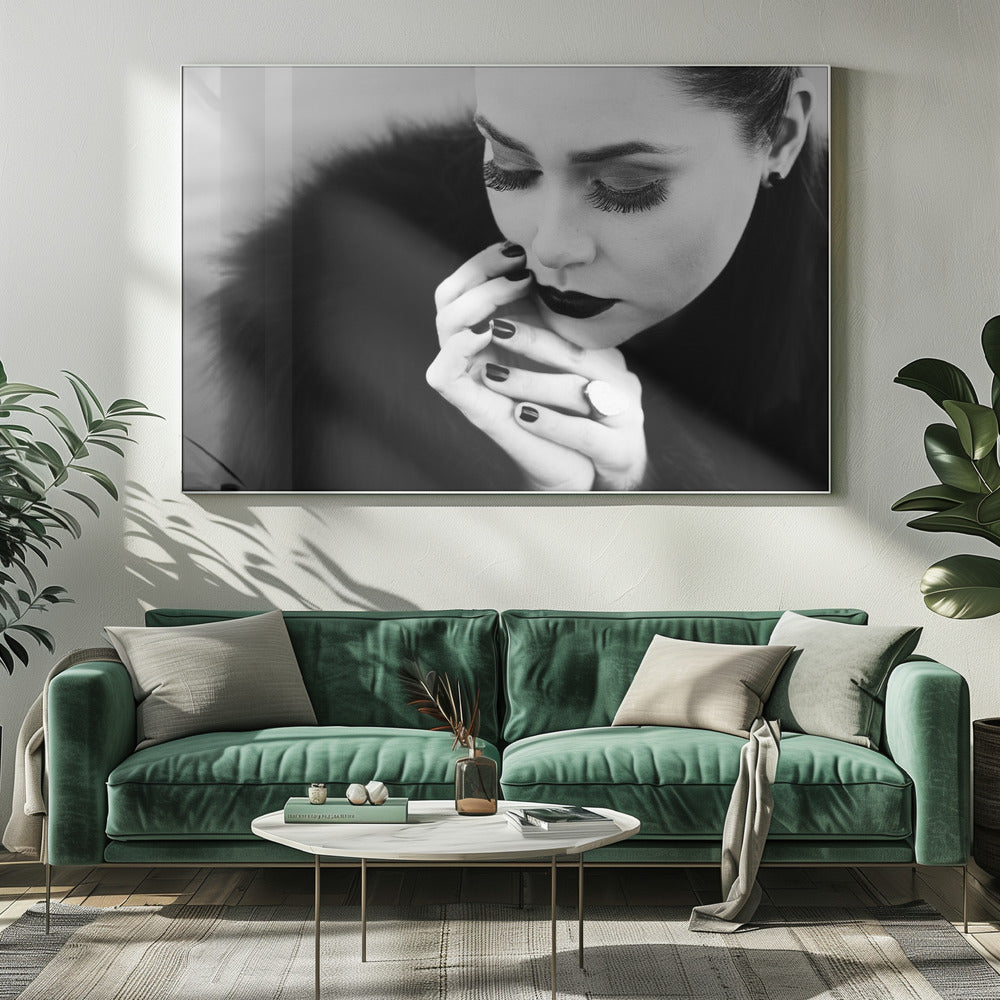 Artwork- between fingers-36X24inches-In White Floating Frame