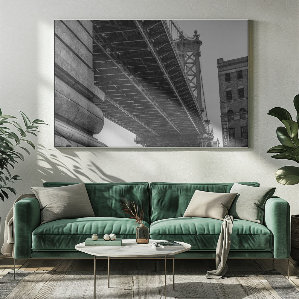 Artwork- Manhattan Bridge - Brooklyn New York-48X36inches-In Black Floating Frame