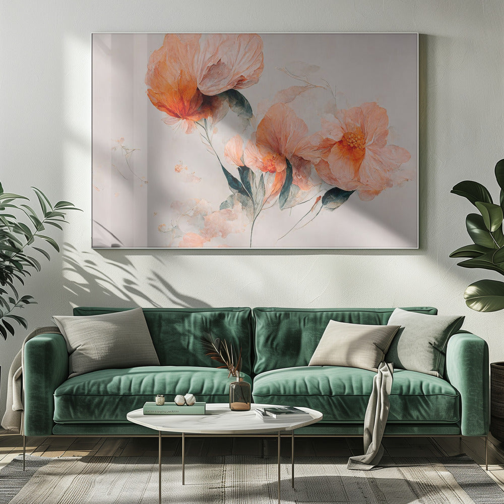 Filigree Coral Flowers Wall Artwork 0