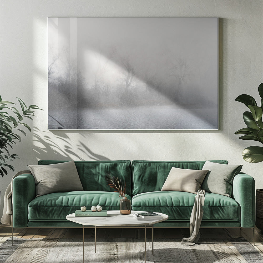 Artwork- Misty landscape-48X36inches-In Black Floating Frame