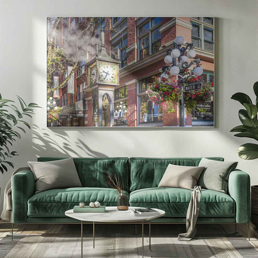 Wall art Historic Gastown Steam Clock in Vancouver-20X16inches-Gallery Wrapped (Ready to Hang)