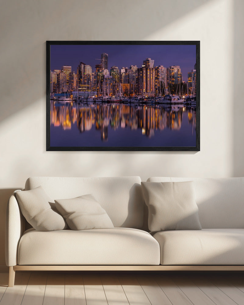 Wall art Glowing Vancouver-20X16inches-In Black Floating Frame