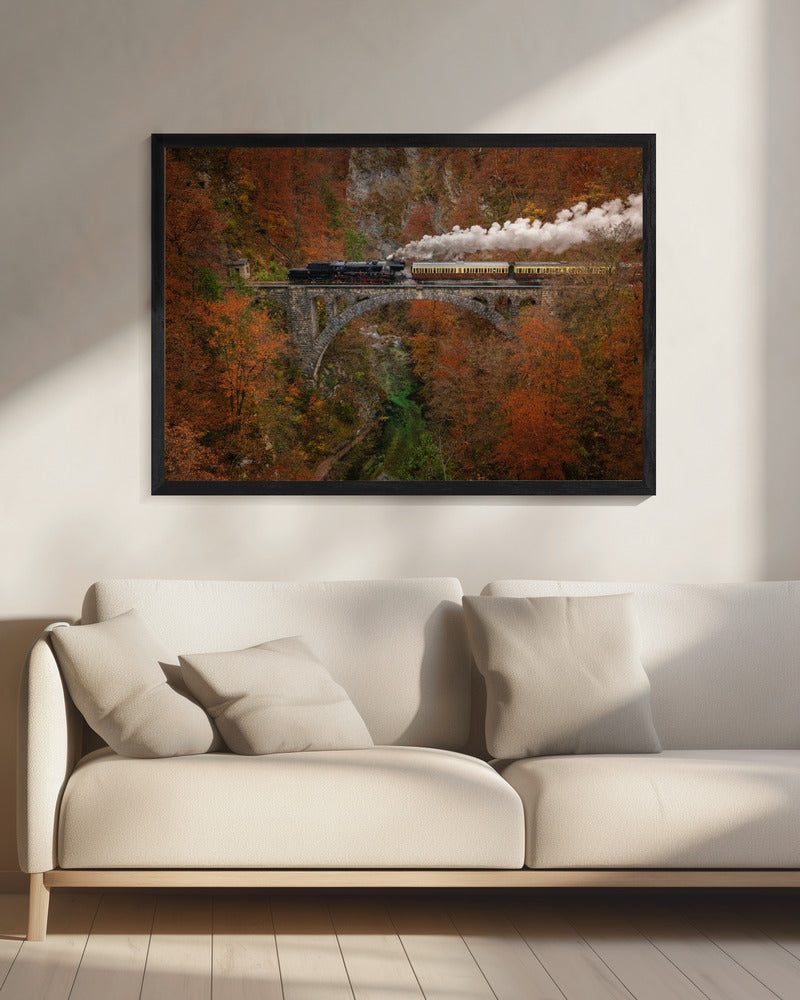 Wall art Museum train-20X16inches-In Black Floating Frame