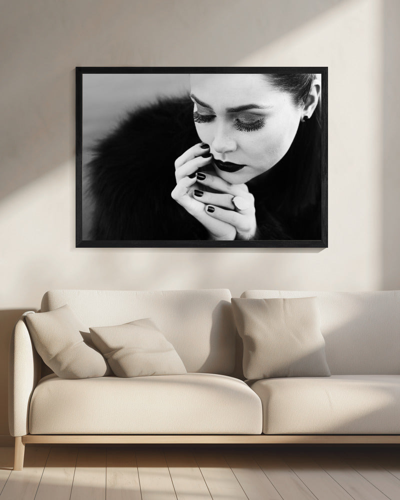 Artwork- between fingers-20X16inches-In Black Floating Frame