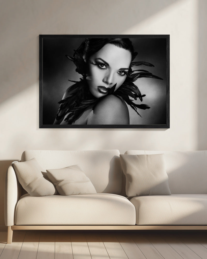 Artwork- The black feathers-48X36inches-In White Floating Frame