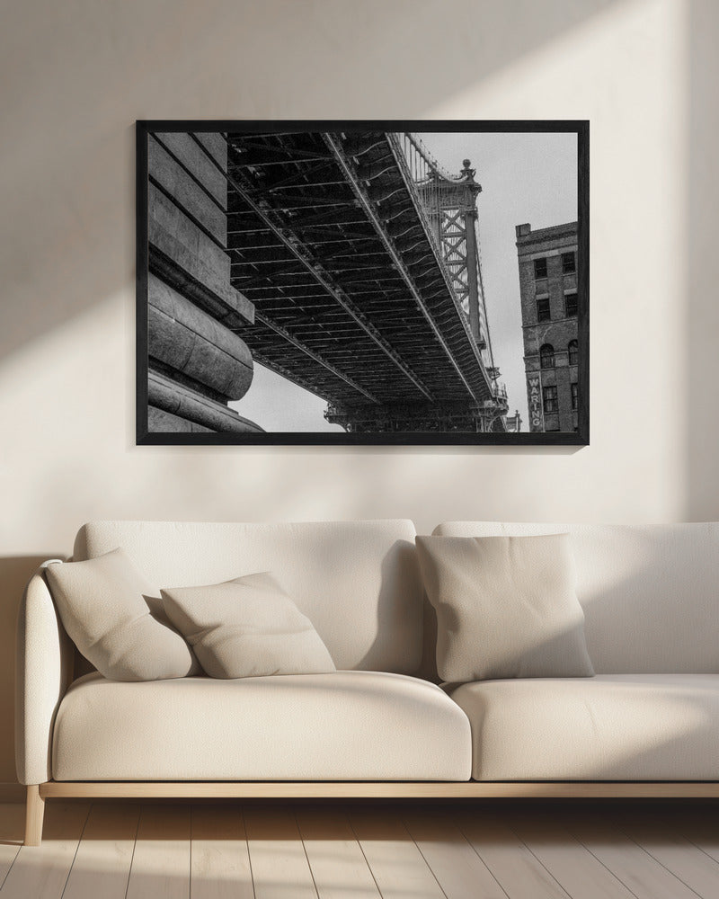 Artwork- Manhattan Bridge - Brooklyn New York-48X36inches-In White Floating Frame