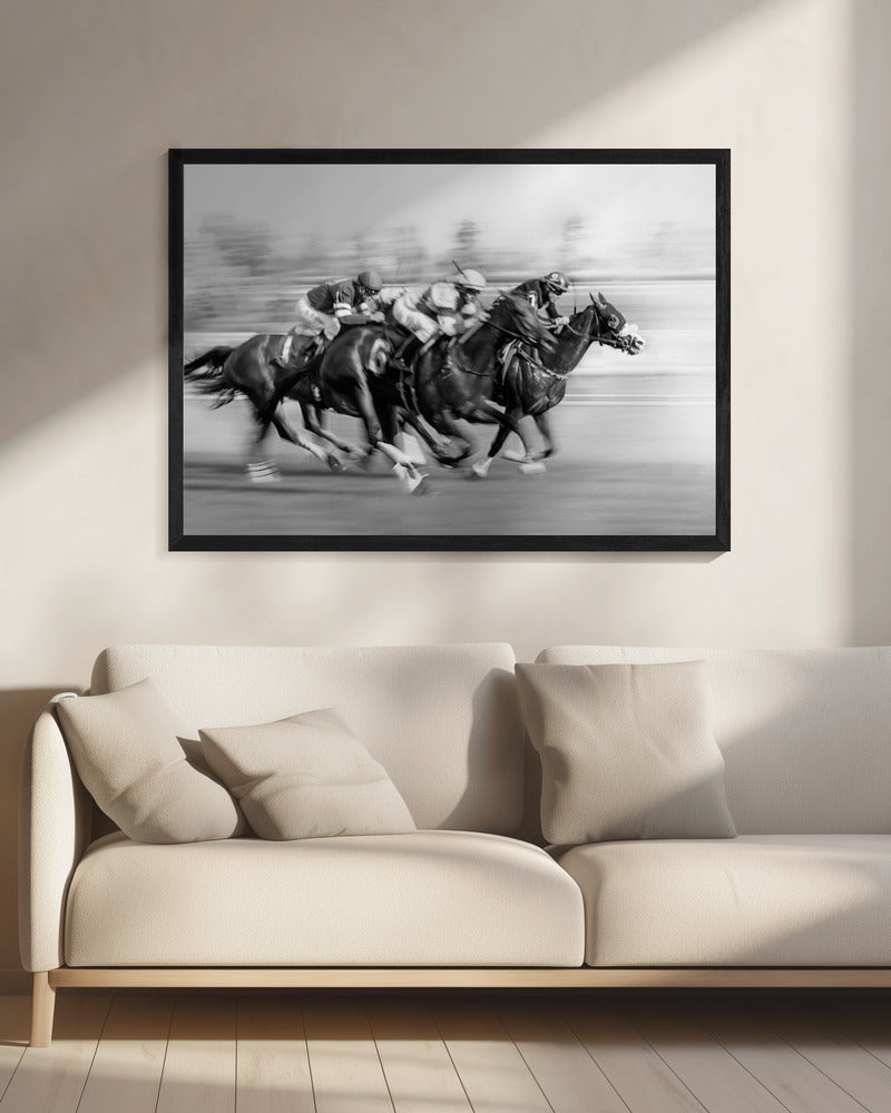 Artwork- Horse Racing @ Queen's Plate-48X36inches-In White Floating Frame