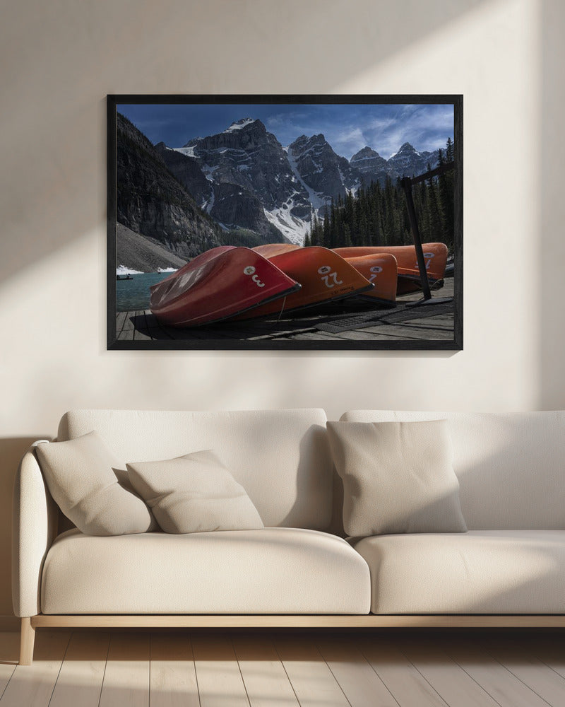 Wall art Four peaks-20X16inches-In Black Floating Frame