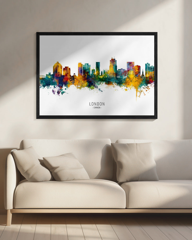 Wall art London Canada Skyline-20X16inches-In Black Floating Frame