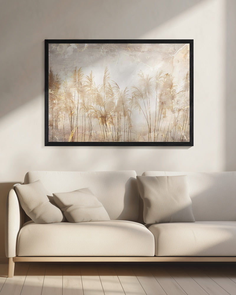 Artwork Jungle Leaves Art Illustration Wallart 4620X16inches- Black Frame