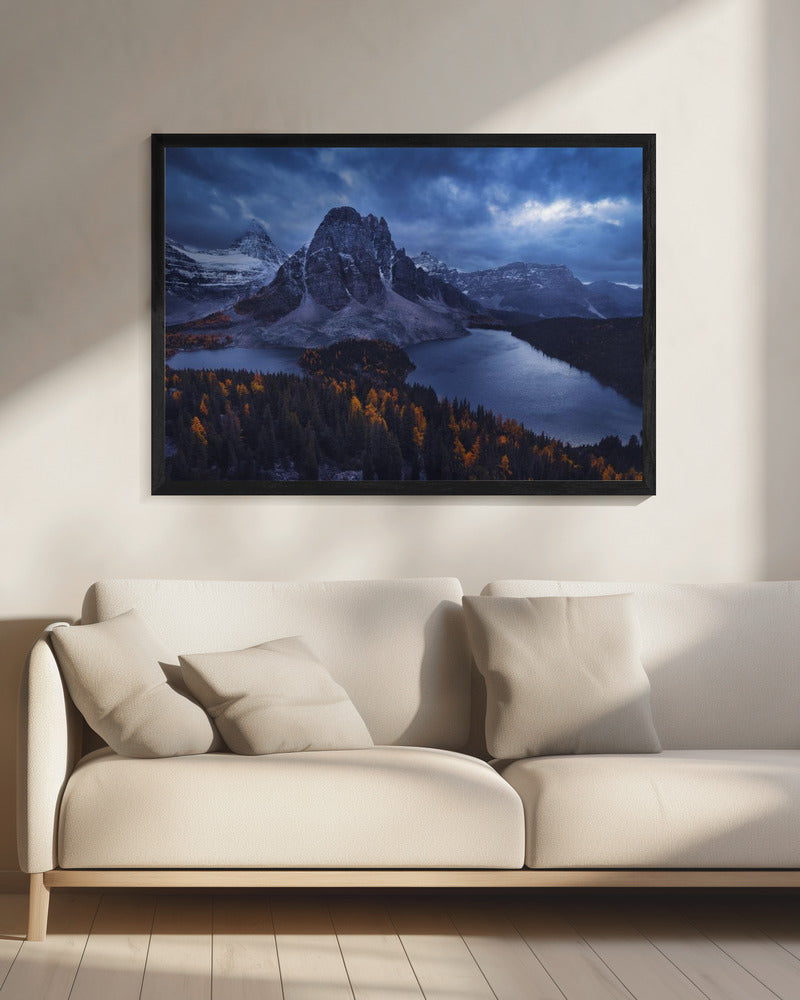 Wall art Mt Assiniboine: Amidst A Snow Storm-20X16inches-In Black Floating Frame