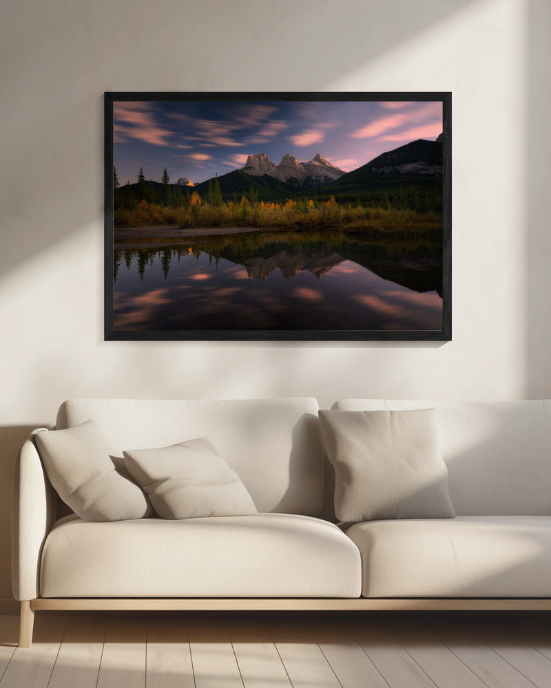 Wall art Three Sisters and A Little Brother-20X16inches-In Black Floating Frame
