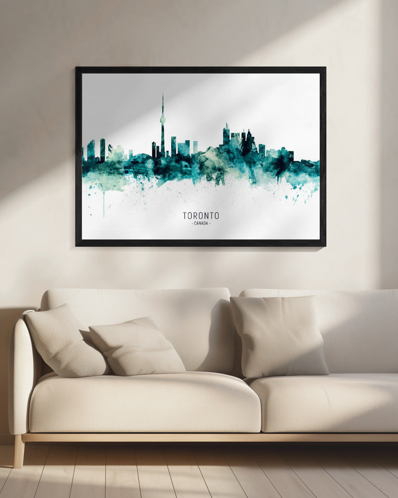 Wall art Toronto Canada Skyline-20X16inches-In Black Floating Frame