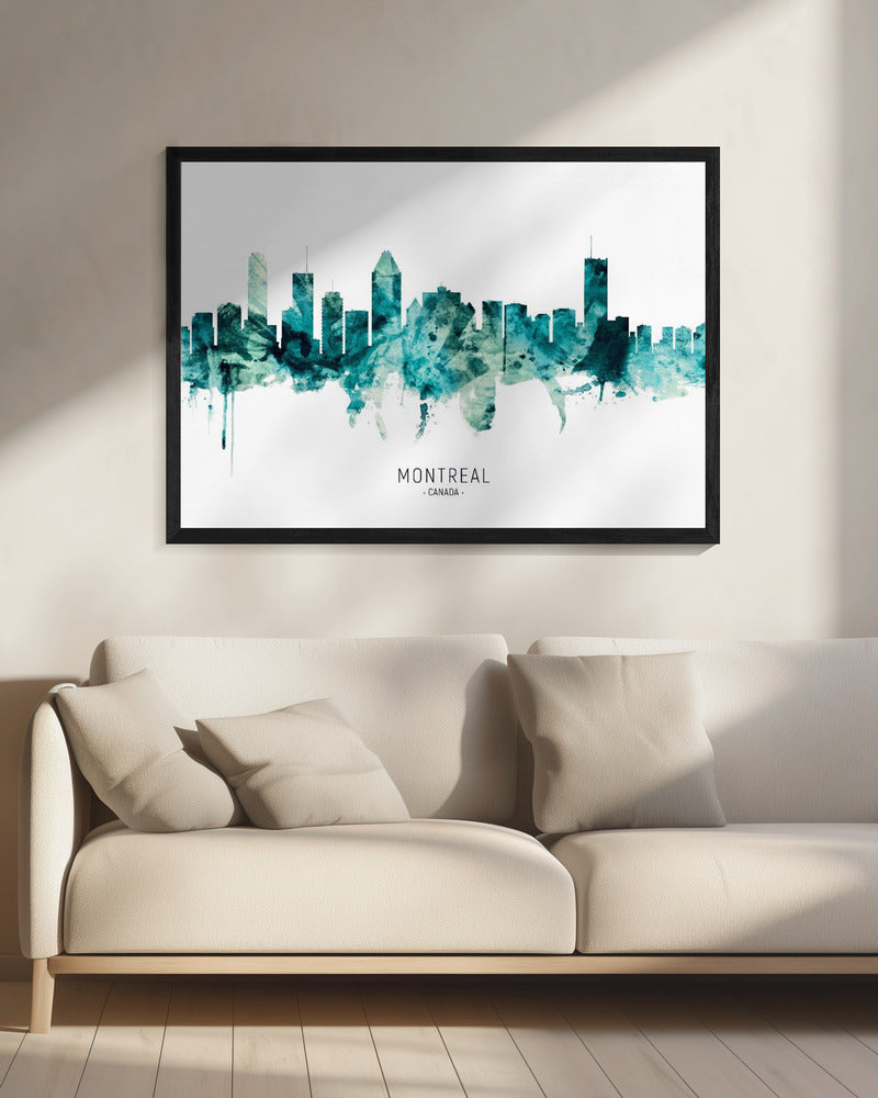 Wall art Montreal Canada Skyline-20X16inches-In Black Floating Frame