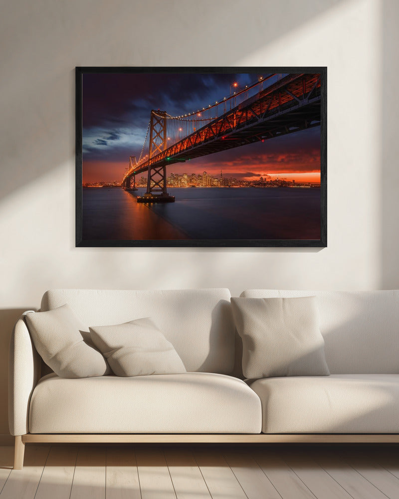 Artwork Fire over San Francisco20X16inches- Black Frame