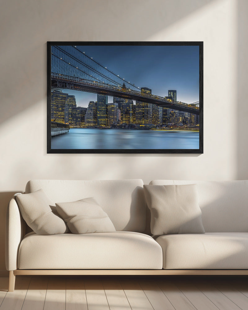 Artwork New York - Blue Hour over Manhattan20X16inches- Black Frame