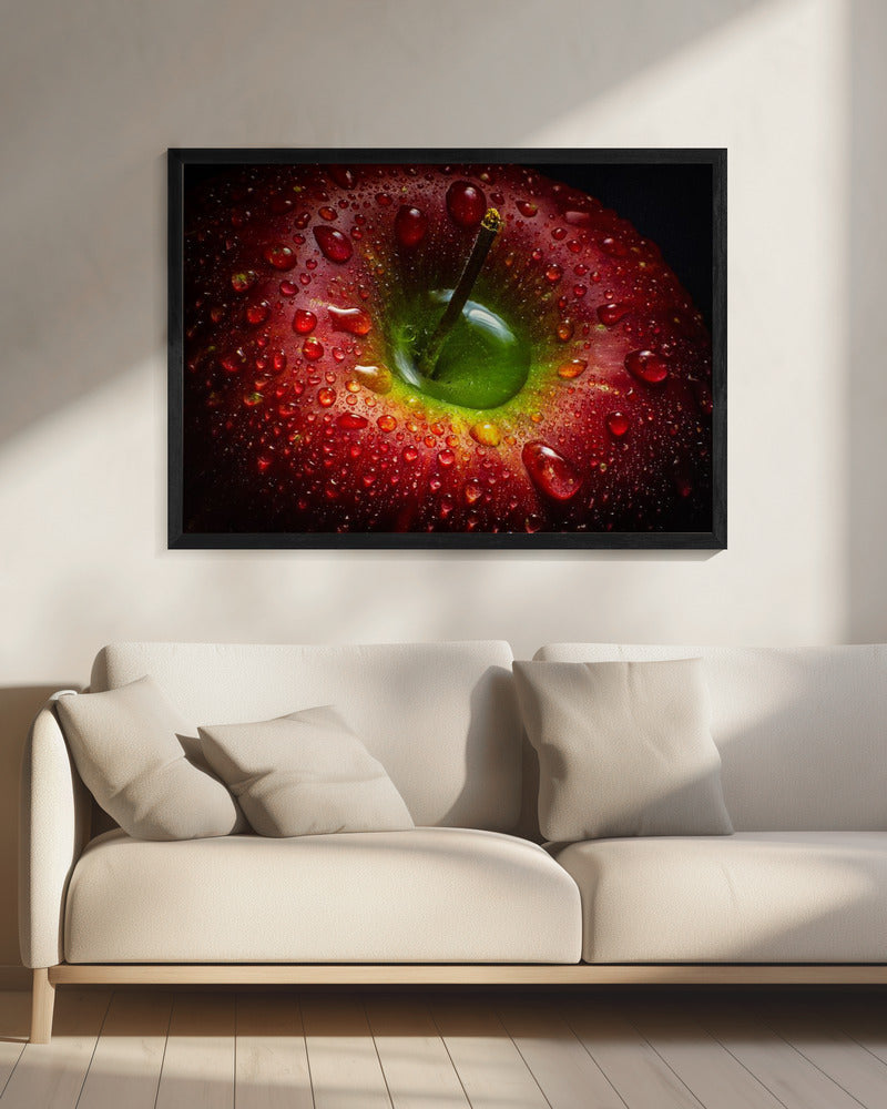 Artwork Red Apple. Food20X16inches- Black Frame