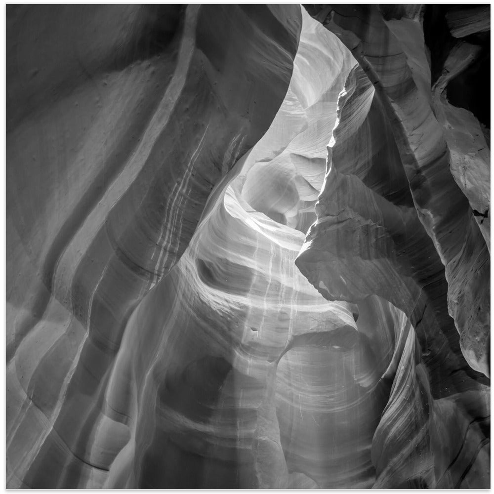 MONOCHROME ANTELOPE CANYON Daylight Wall Artwork In White Floating Frame