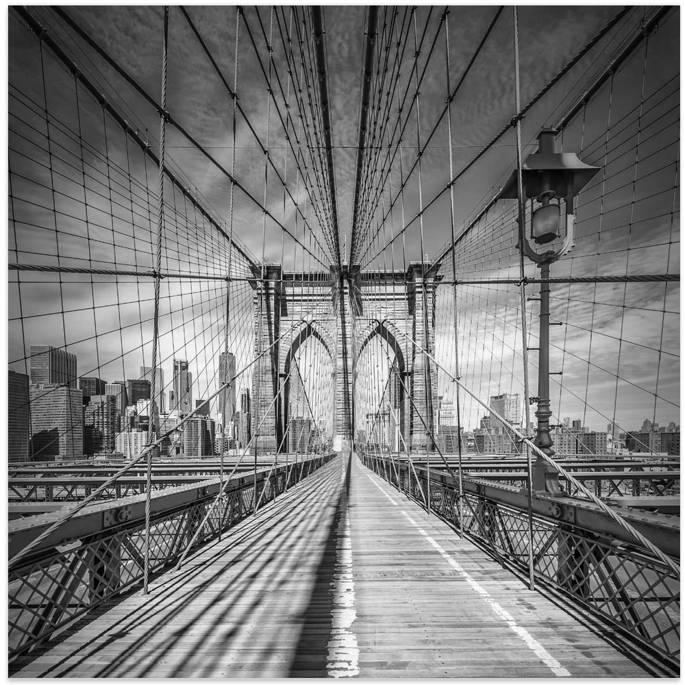 NYC Brooklyn Bridge Wall Artwork In White Floating Frame