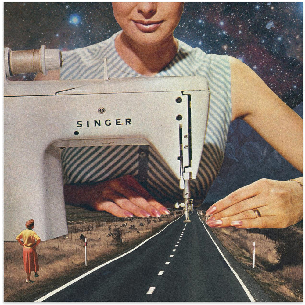 canvas prints This Is How a Road Gets Made. Sewing24X24inches- White Frame