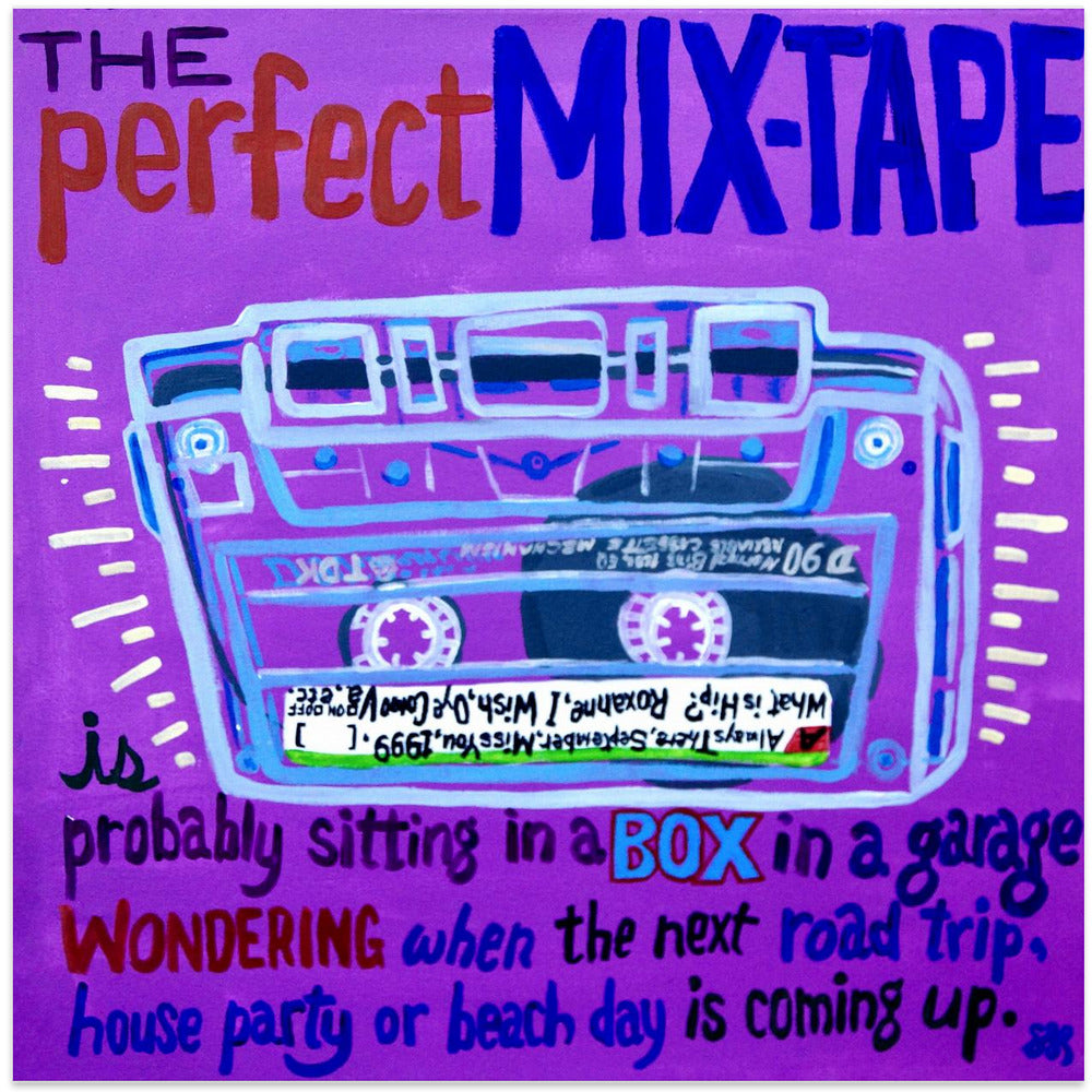 Mix Tape Wall Artwork In White Floating Frame